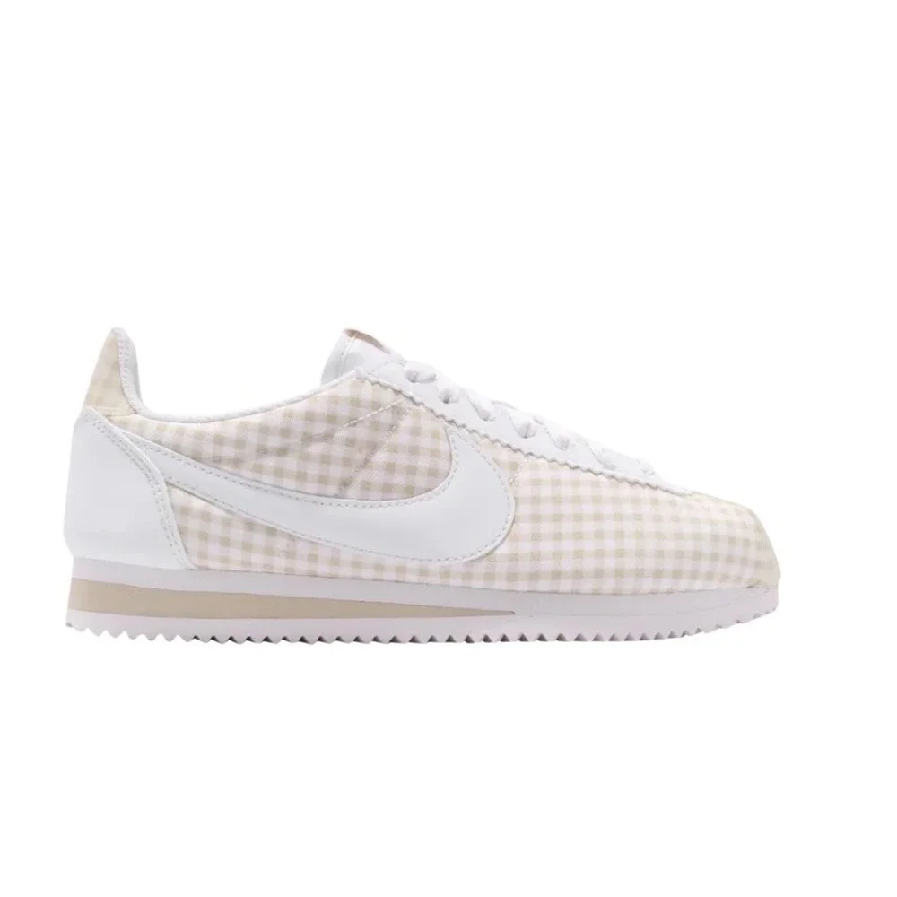 Nike Cortez Gingham Casual Sneakers Women's Size 8.5 White Beige - Picture 2 of 13